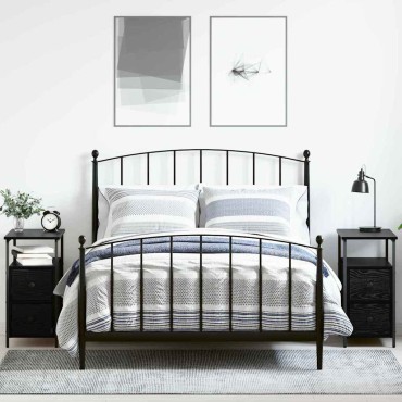 vidaXL Κομοδίνο 2 τεμ. Μαύρη δρυς 30x60x60cm Επεξεργασμένο ξύλο