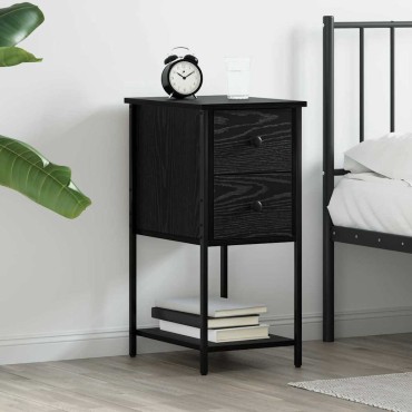 vidaXL Κομοδίνο Μαύρη δρυς 32x42x70cm Επεξεργασμένο ξύλο 1 τεμ.