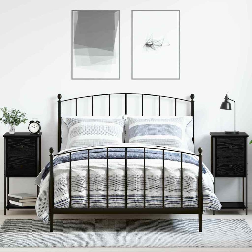 vidaXL Κομοδίνο 2 τεμ. Μαύρη δρυς 32x42x70cm Επεξεργασμένο ξύλο