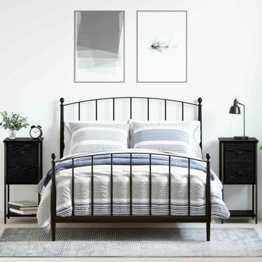 vidaXL Κομοδίνο 2 τεμ. Μαύρη δρυς 32x42x70cm Επεξεργασμένο ξύλο