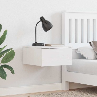 vidaXL Κομοδίνο με συρτάρι Λευκό 37x35x18,5cm Μασίφ ξύλο πεύκου 1 τεμ.