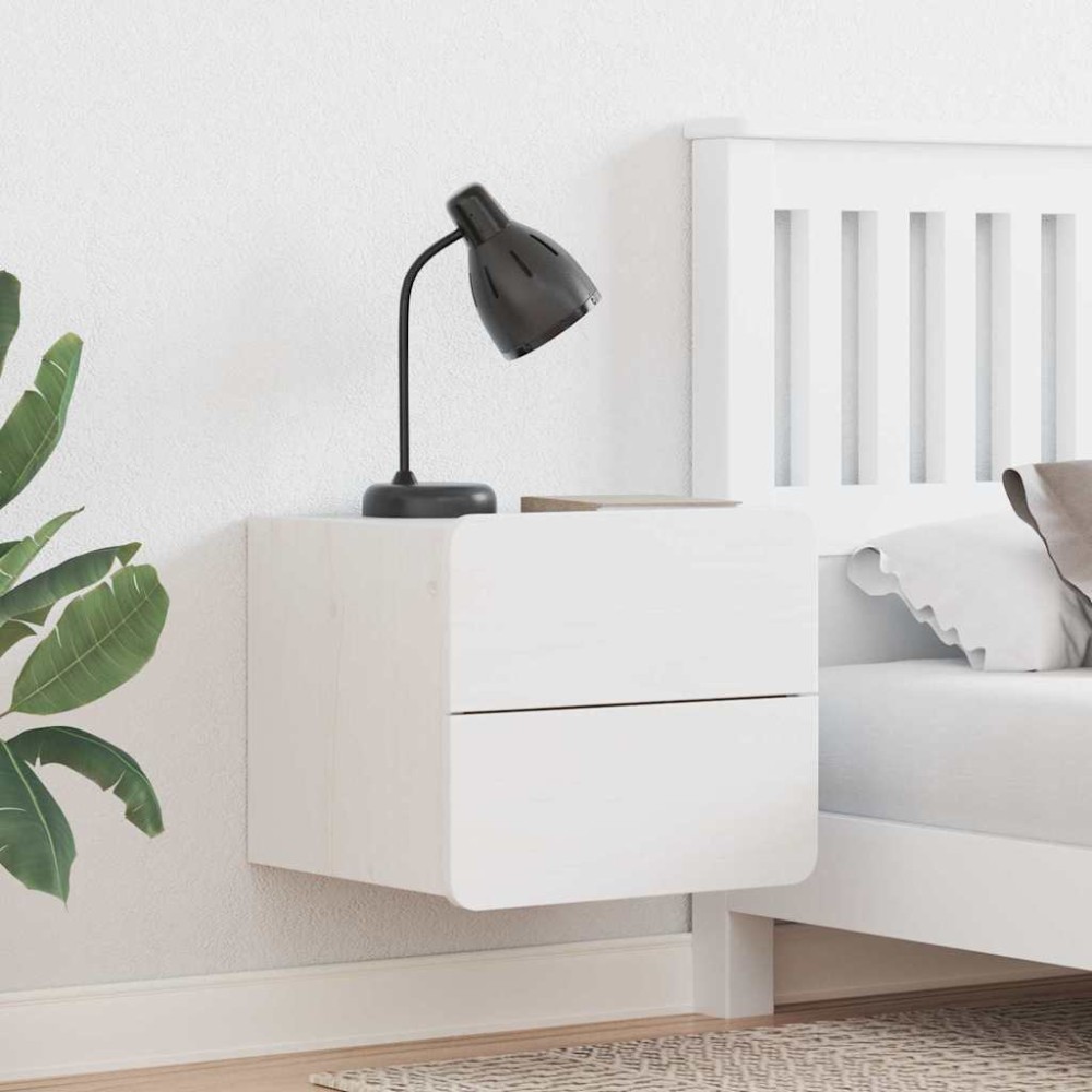 vidaXL Κομοδίνο 2 τεμ. Λευκό 39x34x33cm Μασίφ ξύλο πεύκου