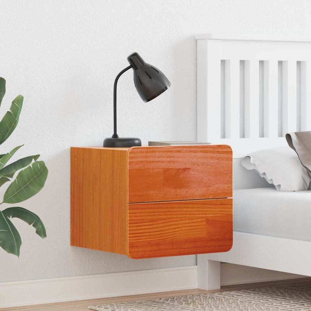 vidaXL Κομοδίνο Κερωτό καφέ 39x34x33cm Μασίφ ξύλο πεύκου 1 τεμ.