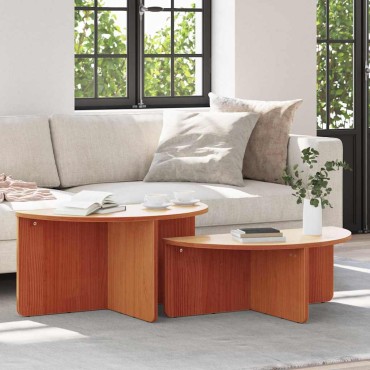 vidaXL Τραπεζάκι σαλονιού 2 τεμ. Κερωτό καφέ 79x39,5x40 εκ