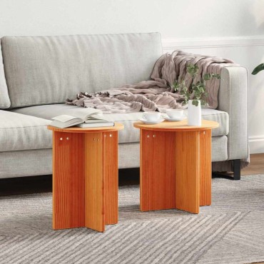 vidaXL Τραπεζάκι σαλονιού 2 τεμ. Κερωτό καφέ 41.5x41.5x46 εκ