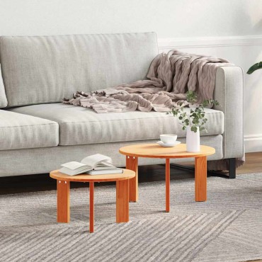 vidaXL Τραπεζάκι σαλονιού 2 τεμ. Κερωτό καφέ 47,5x47,5x27cm