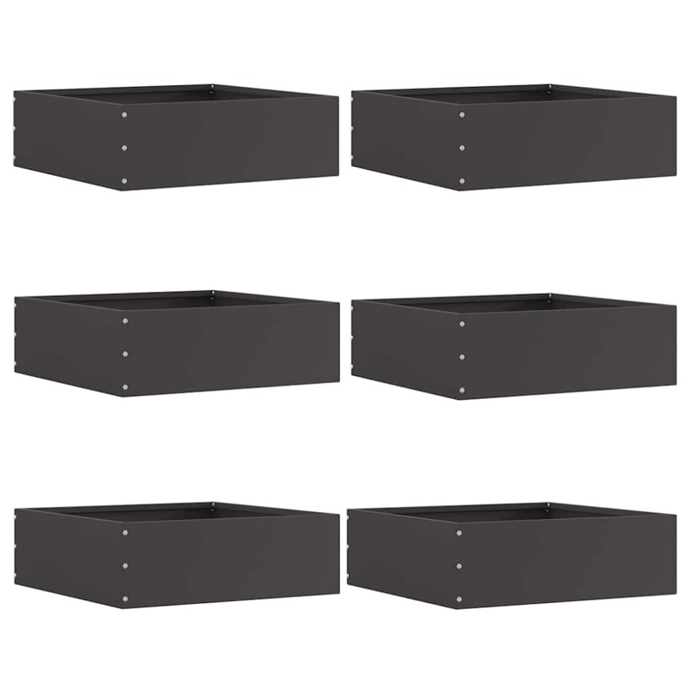 vidaXL Περίγραμμα γκαζόν 6 τμχ. 40 x 40 x 13 cm Ατσάλι Μαύρο