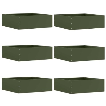 vidaXL Περίγραμμα γκαζόν 6 τμχ. 40 x 40 x 13 cm Ατσάλι Ελιά Πράσινη