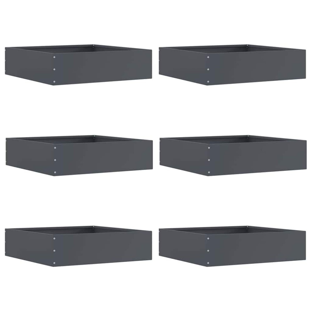 vidaXL Περίγραμμα γκαζόν 6 τμχ. 50 x 50 x 13 εκ Ατσάλι Ανθρακί