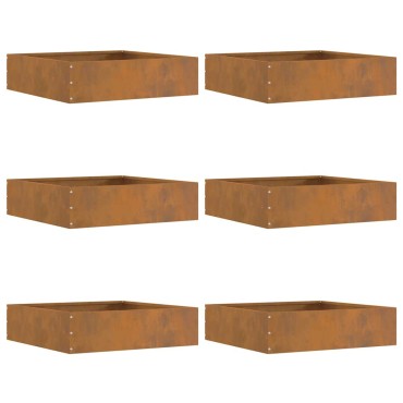 vidaXL Περίγραμμα γκαζόν 6 τμχ. 50 x 50 x 13 εκ Σκ rusty