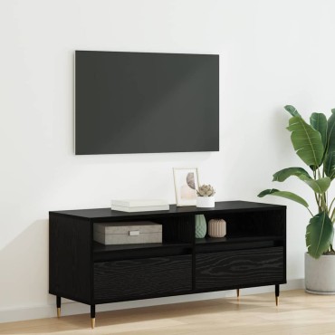 vidaXL Ντουλάπι TV με συρτάρι Μαύρη Οξυά 100x34,5x44,5cm
