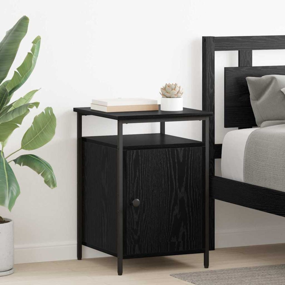 vidaXL Κομοδίνο Μαύρη Οξυά 40x42x60cm Επεξεργασμένο Ξύλο 1 τεμ.
