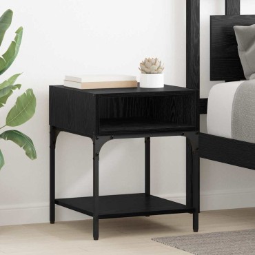 vidaXL Κομοδίνο Μαύρη Οξυά 40x40x50cm Επεξεργασμένο Ξύλο 1 τεμ.