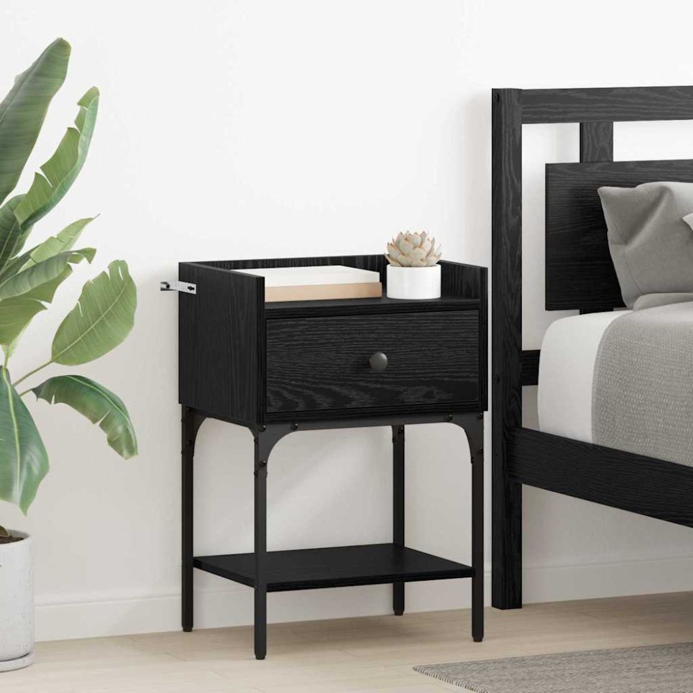 vidaXL Κομοδίνο Μαύρη Οξυά 40x29x60cm Επεξεργασμένο Ξύλο 1 τεμ.