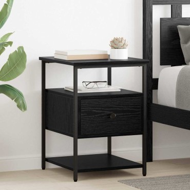 vidaXL Κομοδίνο Μαύρη Οξυά 40x42x56cm Επεξεργασμένο Ξύλο 1 τεμ.