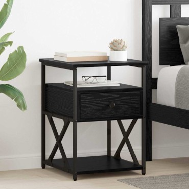 vidaXL Κομοδίνο Μαύρη Οξυά 40x42x55cm Επεξεργασμένο Ξύλο 1 τεμ.