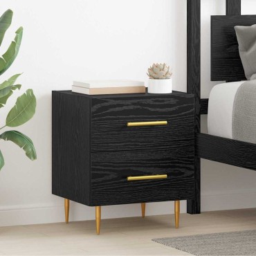 vidaXL Κομοδίνο Μαύρη Οξυά 40x35x47,5cm Επεξεργασμένο Ξύλο 1 τεμ.