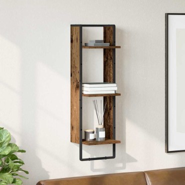 vidaXL Ράφι Τοίχου Επιτοίχιο Παλιό Ξύλο 30x25x100cm 1 τεμ.