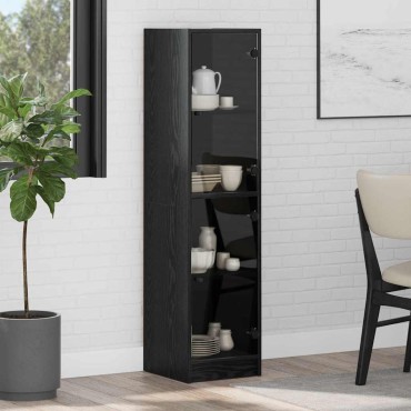 vidaXL Highboard Μαύρη Οξυά 35x37x142cm Επεξεργασμένο Ξύλο 1 τεμ.