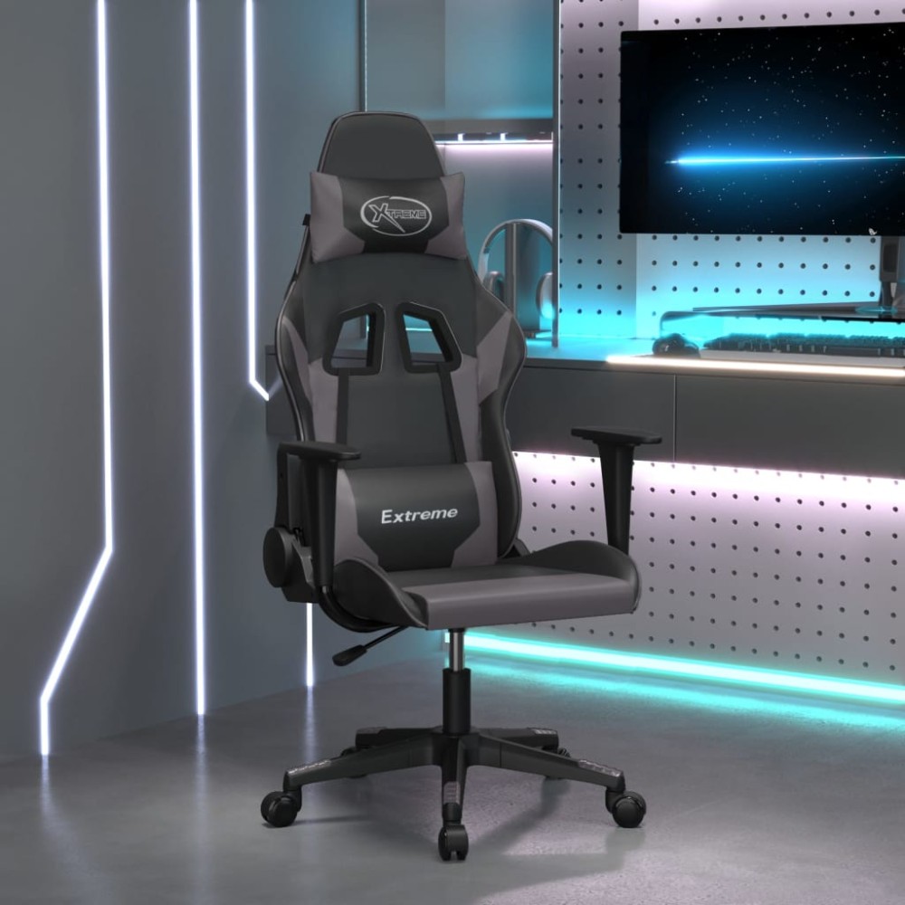 vidaXL Καρέκλα Gaming Μαύρο/Γκρι από Συνθετικό Δέρμα 67x58x(118-128)cm 1 τεμ. vidaXL Καρέκλα Gaming Μαύρο/Γκρι από Συνθετικό Δέρμα 67x58x(118-128)cm 1 τεμ.