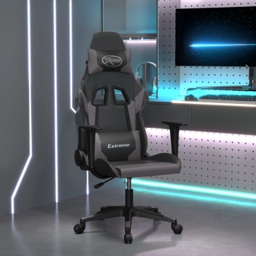 vidaXL Καρέκλα Gaming Μαύρο/Γκρι από Συνθετικό Δέρμα 67x58x(118-128)cm 1 τεμ.
