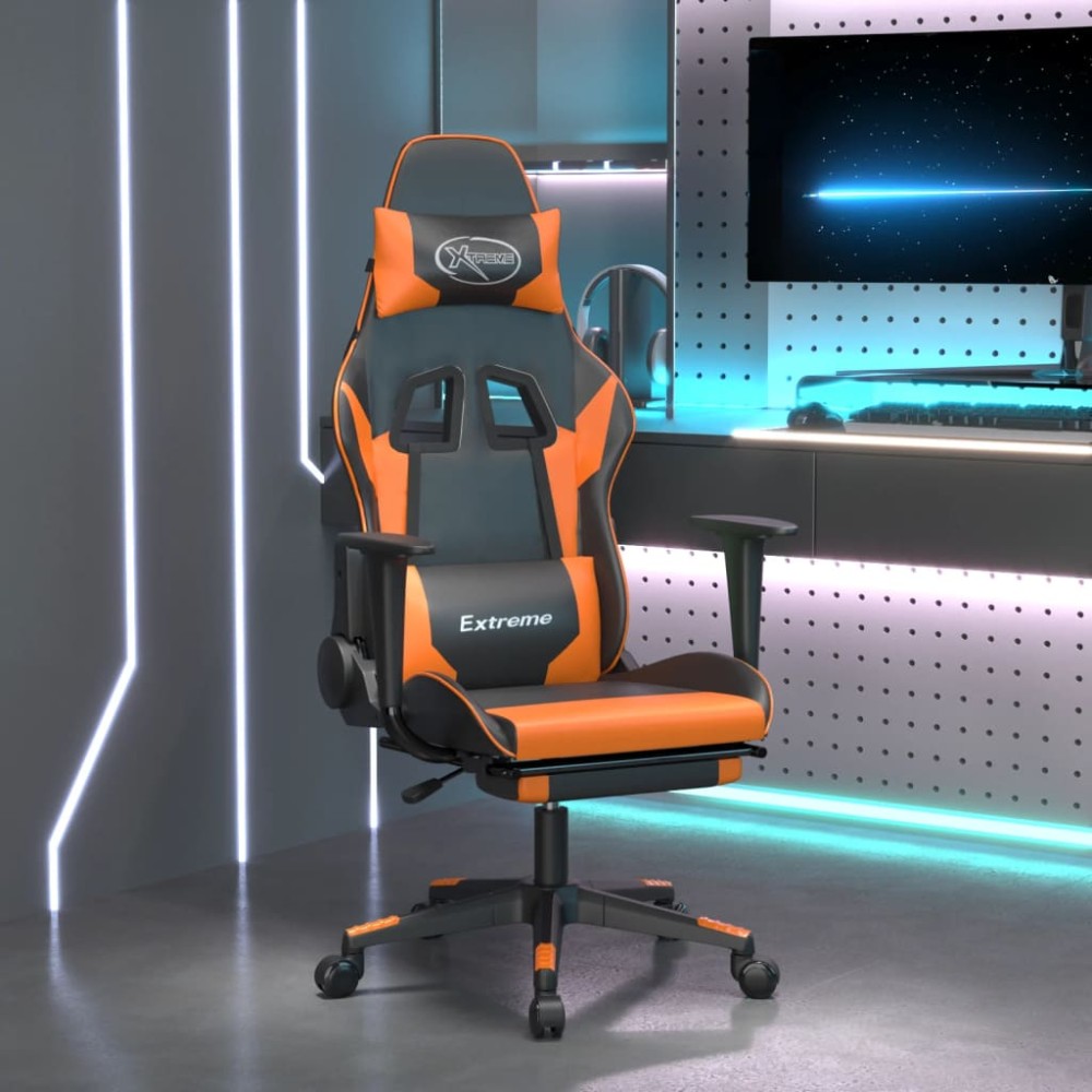 vidaXL Καρέκλα Gaming Μασάζ Υποπόδιο Μαύρο/Πορτοκαλί Συνθετικό Δέρμα 67x58x(118-128)cm 1 τεμ. vidaXL Καρέκλα Gaming Μασάζ Υποπόδιο Μαύρο/Πορτοκαλί Συνθετικό Δέρμα 67x58x(118-128)cm 1 τεμ.