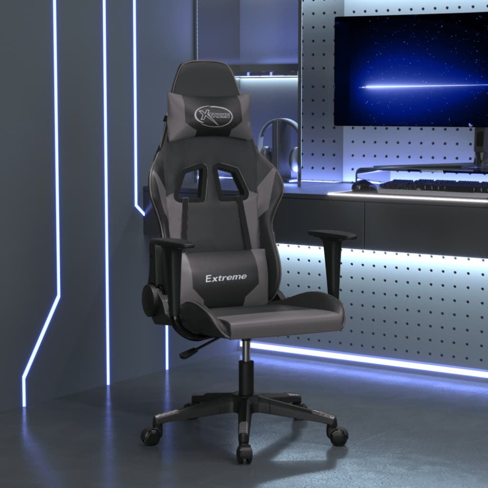vidaXL Καρέκλα Gaming Μασάζ Μαύρο/Γκρι από Συνθετικό Δέρμα 66,5x61x(118-127,5)cm 1 τεμ. vidaXL Καρέκλα Gaming Μασάζ Μαύρο/Γκρι από Συνθετικό Δέρμα 66,5x61x(118-127,5)cm 1 τεμ.