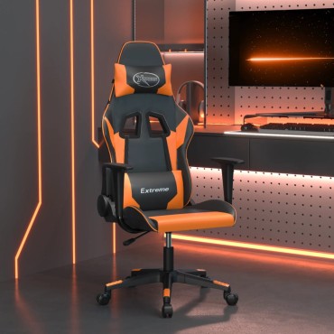 vidaXL Καρέκλα Gaming Μασάζ Μαύρο/πορτοκαλί από Συνθετικό Δέρμα 66,5x61x(118-127,5)cm 1 τεμ.