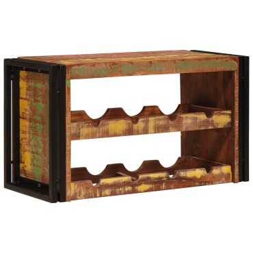 vidaXL Ράφι Κρασιού Καφέ 80x45x33cm Στερεό ανακτημένο ξύλο 1 τεμ.