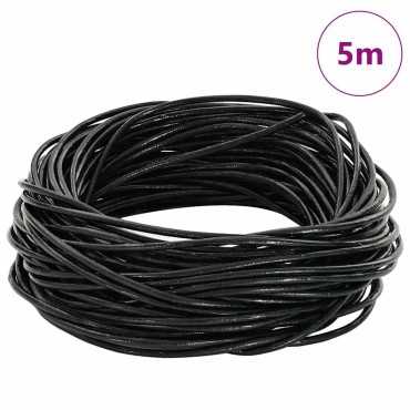 vidaXL Δερμάτινο σχοινί 1 Μαύρο Ø1,5 χιλ. x 5 μ. Δέρμα