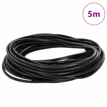 vidaXL Δερμάτινο σχοινί 1 Μαύρο Ø3 χιλ. x 5 μ. Δέρμα