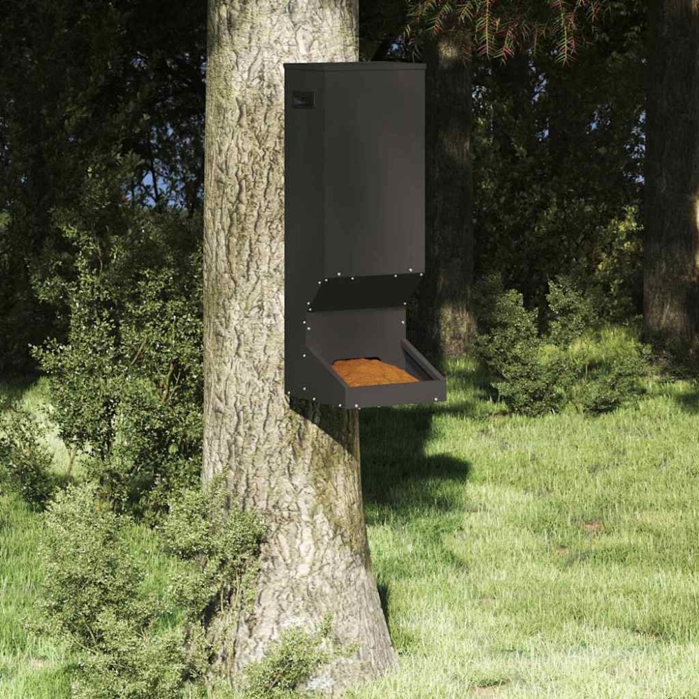 vidaXL Ταΐστρα ελαφιών Μαύρο 28 x 30 x 80 εκ. Ψυχρής Έλασης Χάλυβας