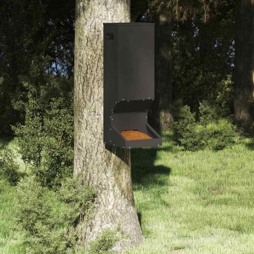 vidaXL Ταΐστρα ελαφιών Μαύρο 28 x 30 x 80 εκ. Ψυχρής Έλασης Χάλυβας