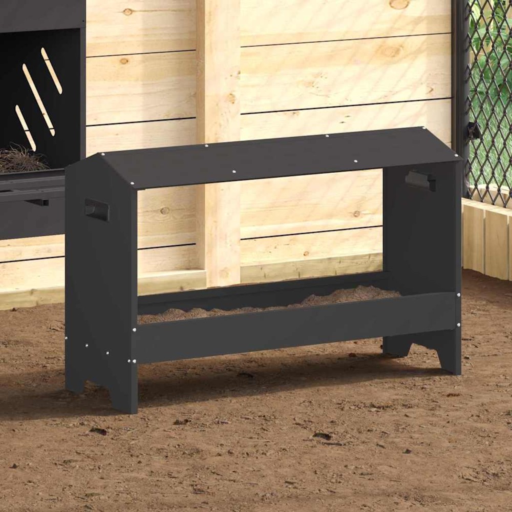 vidaXL Τάφος ταΐσματος κοτόπουλων Μαύρο 81 x 32 x 53,5 εκ