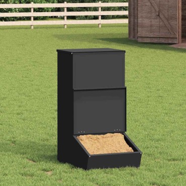 vidaXL Ταΐστρα Γουρουνιών Μαύρο 55 x 38 x 76 εκ. Ψυχρής Έλασης Χάλυβας