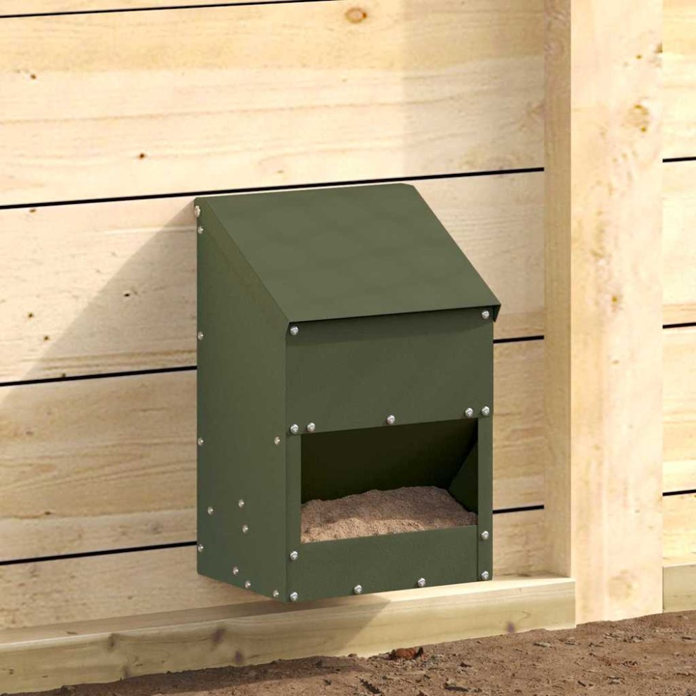 vidaXL Ταΐστρα κοτόπουλων Ελιά Πράσινη 21 x 16 x 33 εκ.