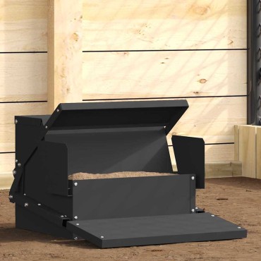 vidaXL Ταΐστρα Κοτόπουλου με Πεντάλ Μαύρο 50 x 40 x 29 εκ.