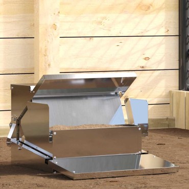 vidaXL Ταΐστρα Κοτόπουλου με Πεντάλ Ασημί 50 x 40 x 29 εκ.