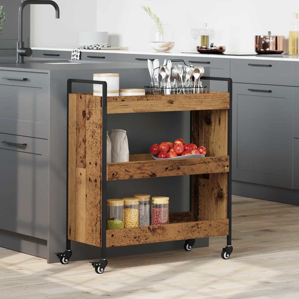 vidaXL Καρότσι Κουζίνας Παλιό ξύλο 70x30x82cm Επεξεργασμένο Ξύλο 1 τεμ.