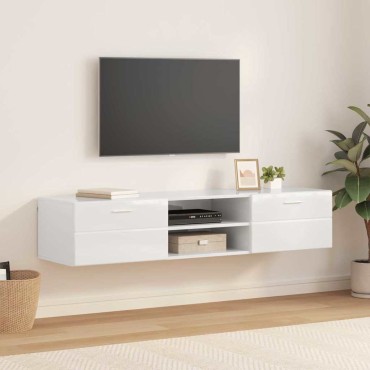 vidaXL Ξύλινο Ντουλάπι 150x39x30cm Υψηλής γυαλάδας λευκό