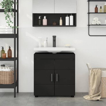 vidaXL Σετ Ντουλαπιών Μπάνιου TULUM Μαύρο 60x34x63 εκ