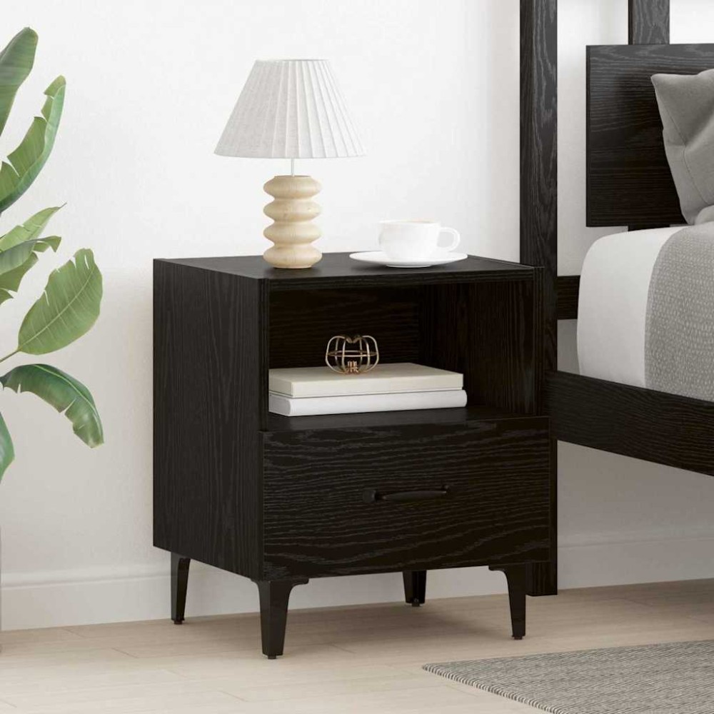 vidaXL Κομοδίνο Μαύρη Οξυά 40x35x47,5cm Επεξεργασμένο Ξύλο 1 τεμ.