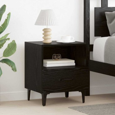 vidaXL Κομοδίνο Μαύρη Οξυά 40x35x47,5cm Επεξεργασμένο Ξύλο 1 τεμ.