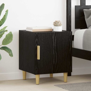 vidaXL Κομοδίνο Μαύρη Οξυά 40x40x50cm Επεξεργασμένο Ξύλο 1 τεμ.