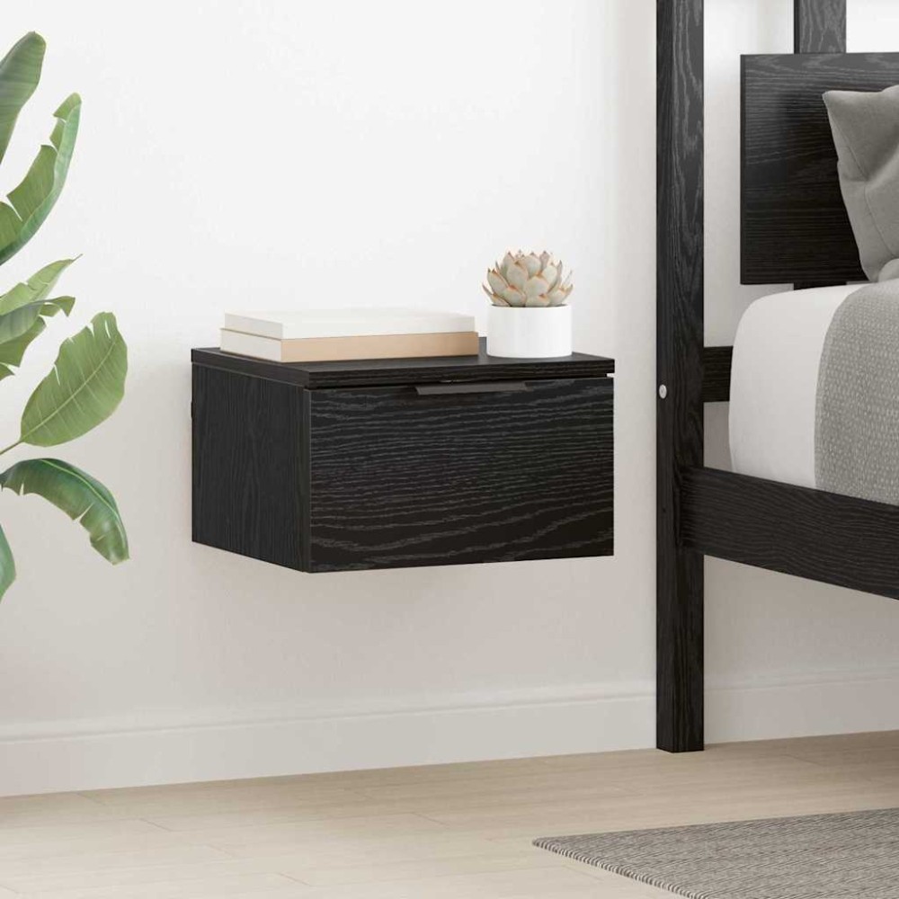 vidaXL Κομοδίνο Μαύρη Οξυά 34x30x20cm Επεξεργασμένο Ξύλο 1 τεμ.