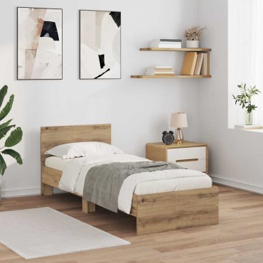 vidaXL Σκελετός Κρεβατιού Artisan Oak 75 x 190 cm Επεξεργασμένο Ξύλο