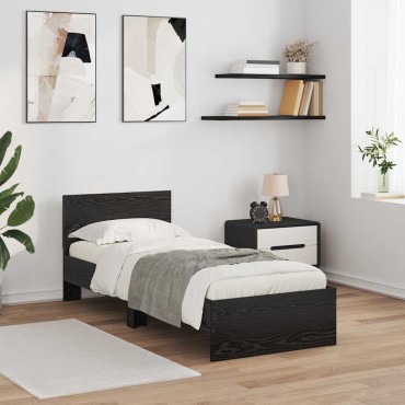 vidaXL Σκελετός Κρεβατιού Μαύρη Οξυά 75 x 190 cm Επεξεργασμένο Ξύλο