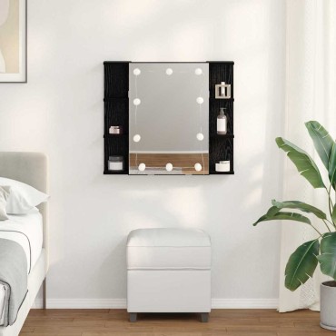vidaXL Ντουλάπα Καθρέφτη Μαύρη Οξυά 70x16,5x60cm 1 τεμ.