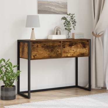 vidaXL End Table Καπνιστό Δρύς 100x36x75cm Επεξεργασμένο Ξύλο