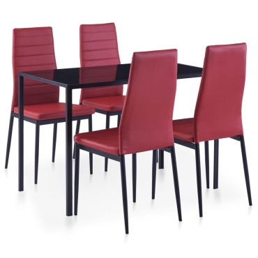 vidaXL Σετ Τραπεζαρίας 5 τεμ. Μπορντό 105x60x74cm